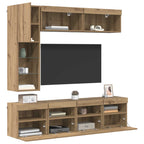 vidaXL TV-Schränk mit LED 7 pcs Artisan-Eiche Holzwerkstoff
