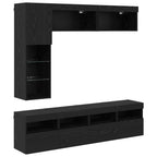 vidaXL TV-Schränk mit LED 7 pcs Schwarz Eichen-Optik Holzwerkstoff