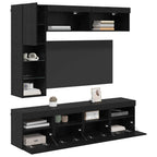 vidaXL TV-Schränk mit LED 7 pcs Schwarz Eichen-Optik Holzwerkstoff