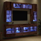 vidaXL TV-Wandregal-Set mit LED 6 pcs Altholz Holzwerkstoff