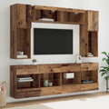 vidaXL TV-Wandregal-Set mit LED 6 pcs Altholz Holzwerkstoff