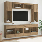 vidaXL TV-Wandregal-Set mit LED 6 pcs Artisan-Eiche Holzwerkstoff