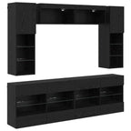 vidaXL TV Wandmöbel Set mit LED 6 Stk. Schwarz Eiche Holzwerkstoff