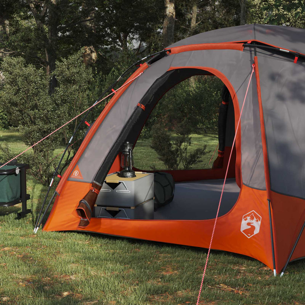 vidaXL Kuppelzelt mit abnehmbarem Regenfly Grau und Orange 4-Personen