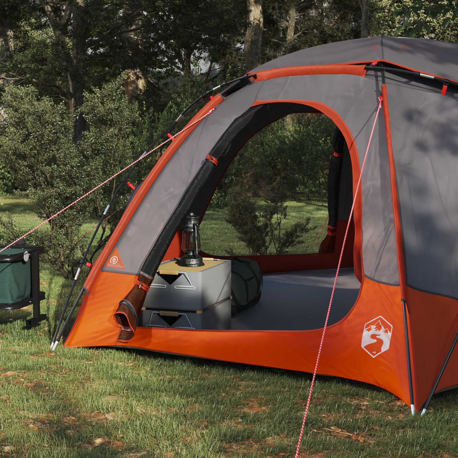vidaXL Kuppelzelt mit abnehmbarem Regenfly Grau und Orange 4-Personen