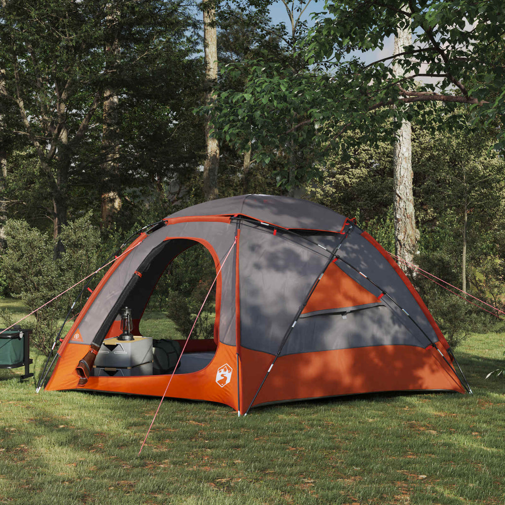 vidaXL Kuppelzelt mit abnehmbarem Regenfly Grau und Orange 4-Personen