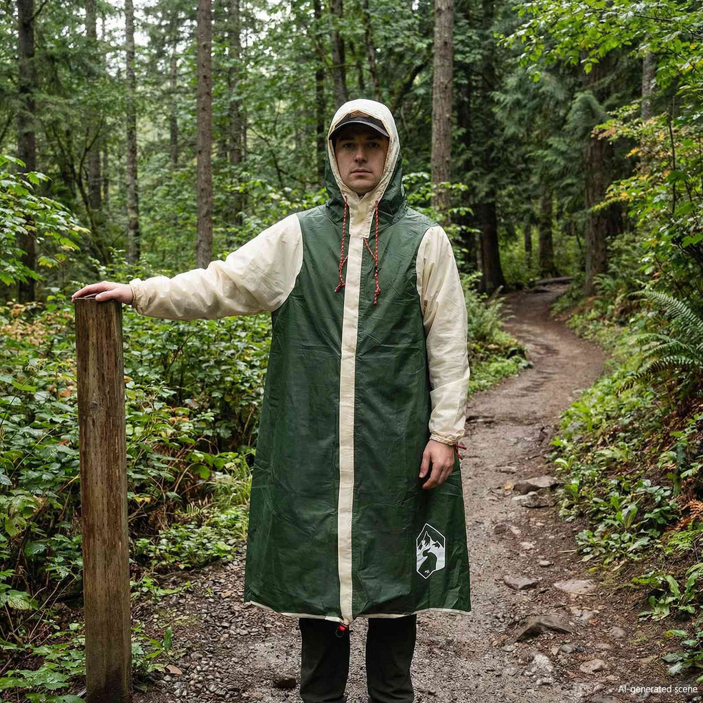 vidaXL 2-in-1 Regenponcho mit Kapuze Grün 262 x 126 x 130 cm