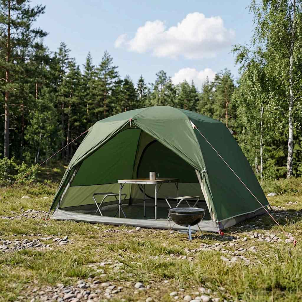 vidaXL Trekkingzelt Grün 2-Personen 185T Polyester mit PU-Beschichtung