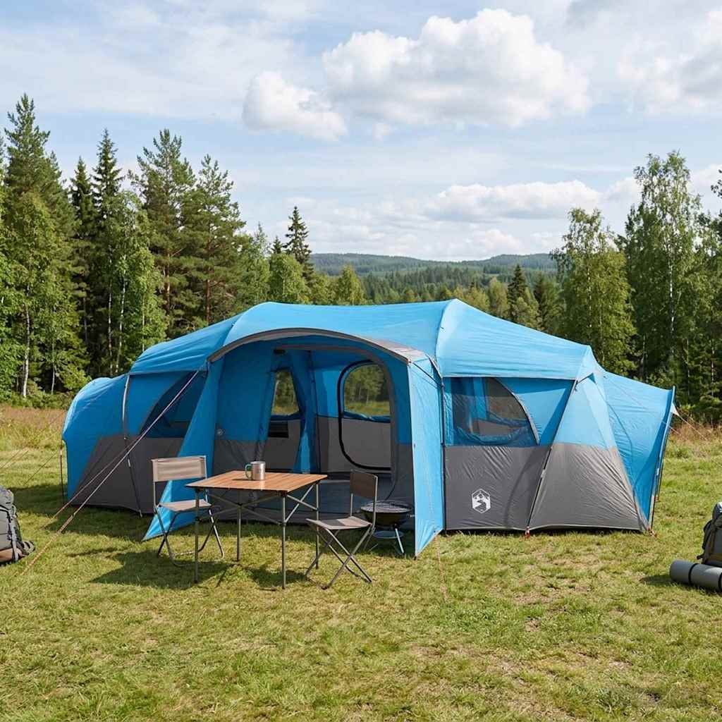vidaXL Familienzelt mit Regenschutz wasserdicht Blau 18-Personen