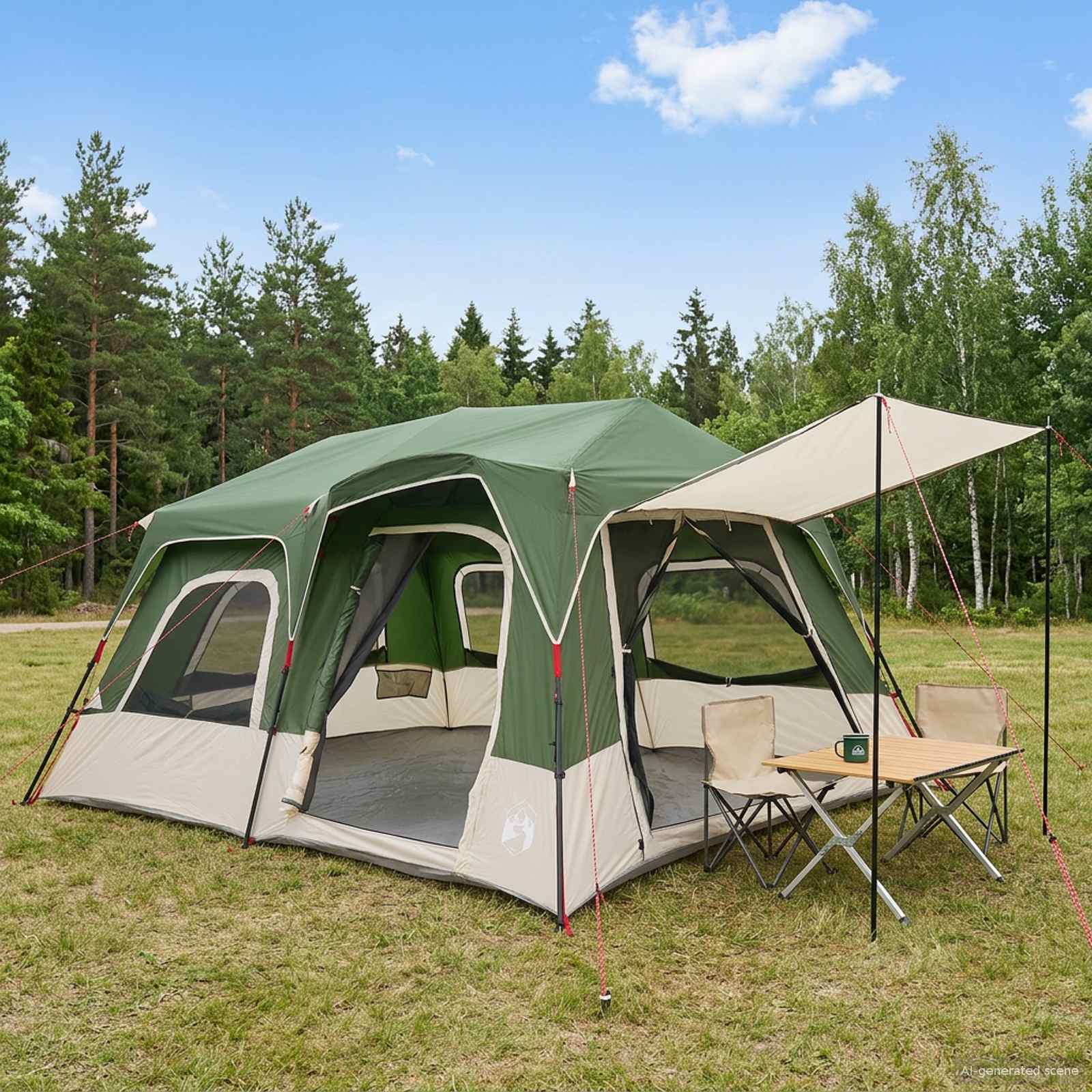 vidaXL Sofort Zelt Grün 8-Personen 185T Polyester mit PU-Beschichtung