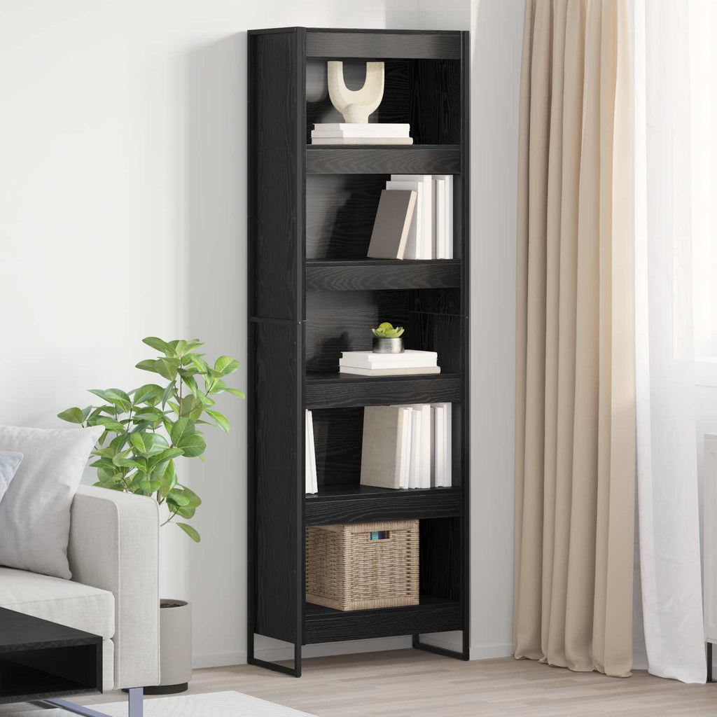 vidaXL Bücherregal 2 pcs Schwarz Eichen-Optik 60 x 30 x 189,5 cm