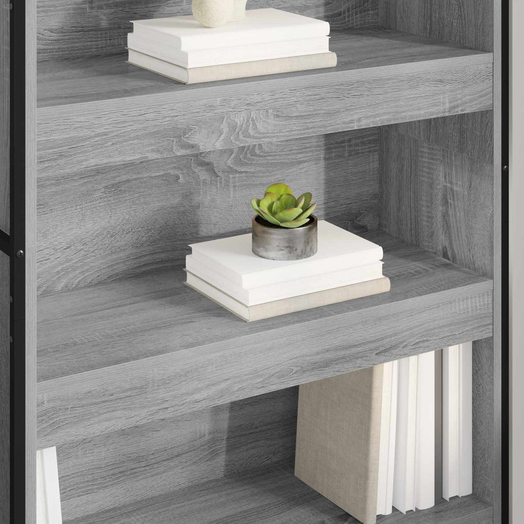 vidaXL Bücherregal 2 pcs Graues Sonoma 80 x 30 x 155 cm Holzwerkstoff