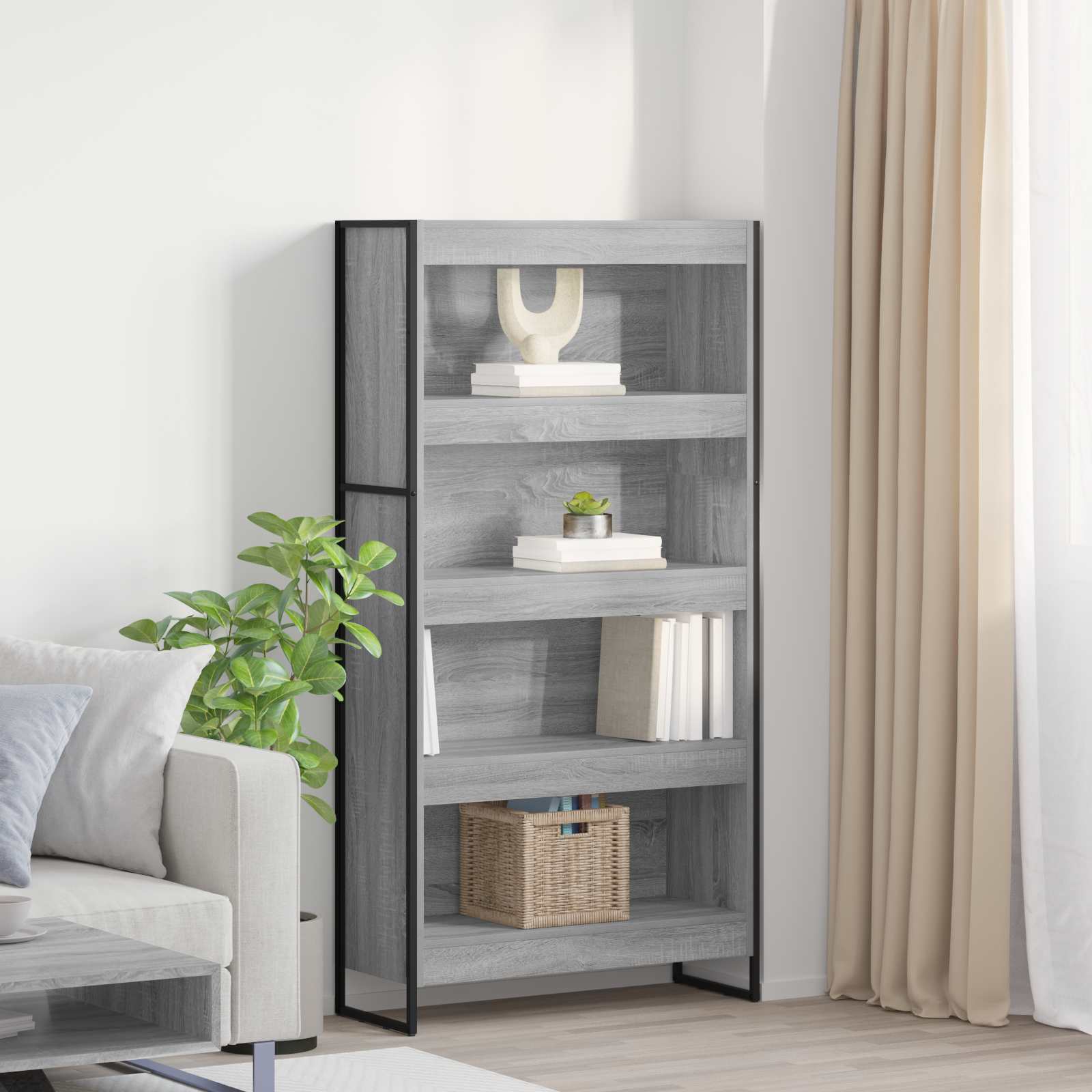 vidaXL Bücherregal 2 pcs Graues Sonoma 80 x 30 x 155 cm Holzwerkstoff
