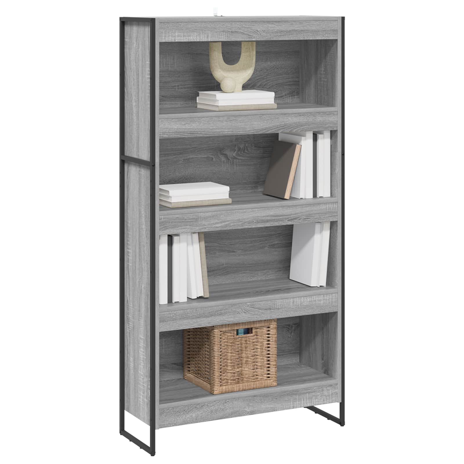 vidaXL Bücherregal 2 pcs Graues Sonoma 80 x 30 x 155 cm Holzwerkstoff