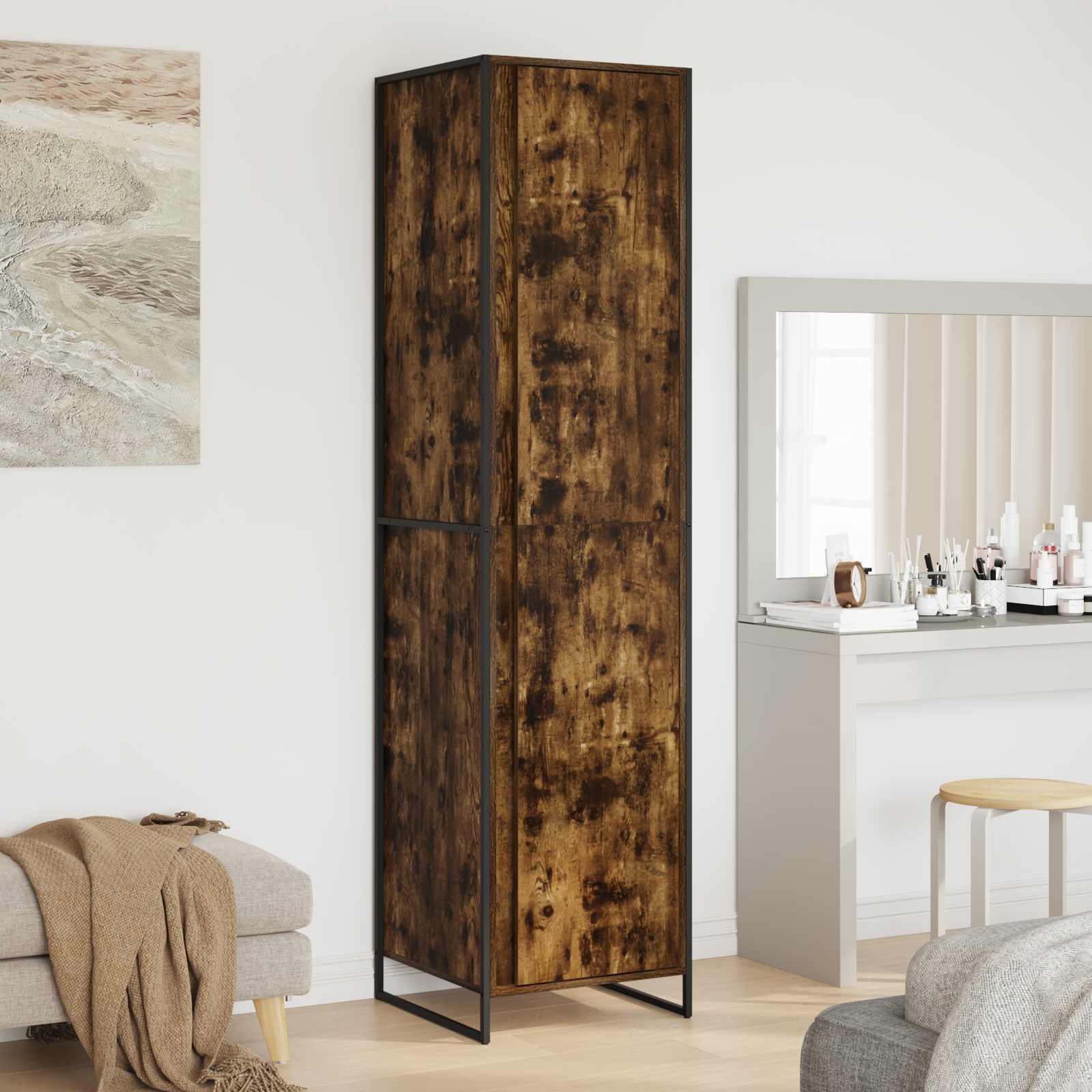 vidaXL Warderobe mit Speicher Raucharbe 50 x 50 x 200 cm Holzwerkstoff