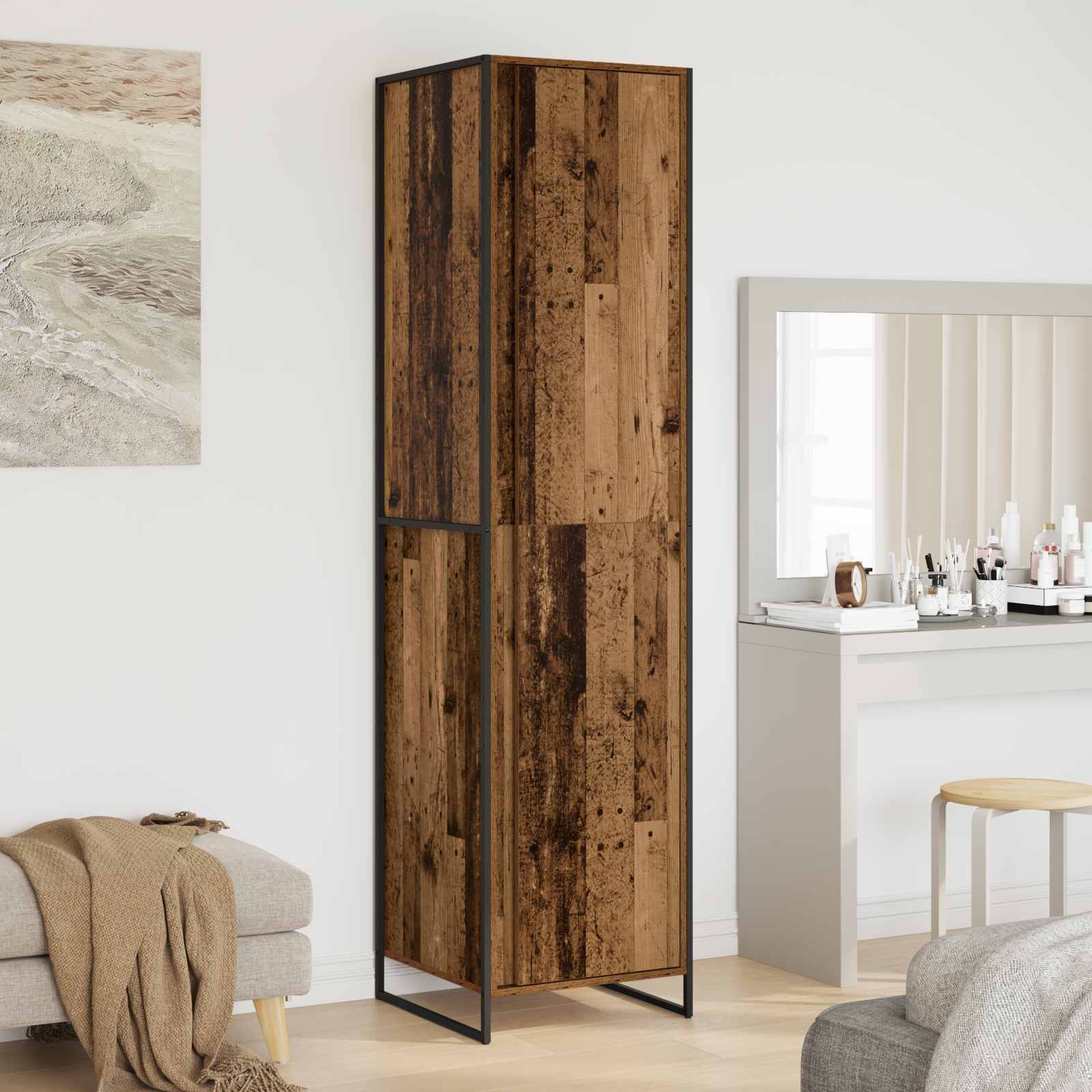 vidaXL Warderobe mit Speicher Altholz 50 x 50 x 200 cm Holzwerkstoff