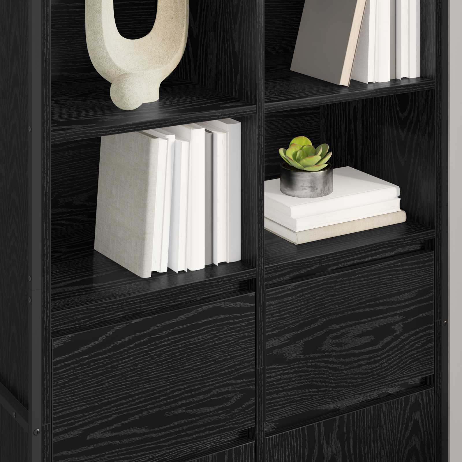 vidaXL Sideboard 2 pcs Schwarz Eichen-Optik 81 x 36 x 150.5 cm