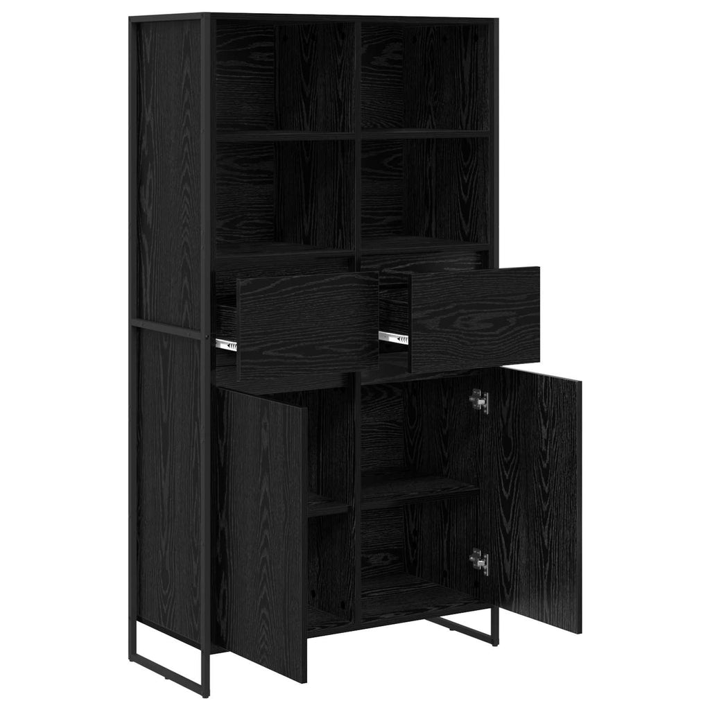 vidaXL Sideboard 2 pcs Schwarz Eichen-Optik 81 x 36 x 150.5 cm