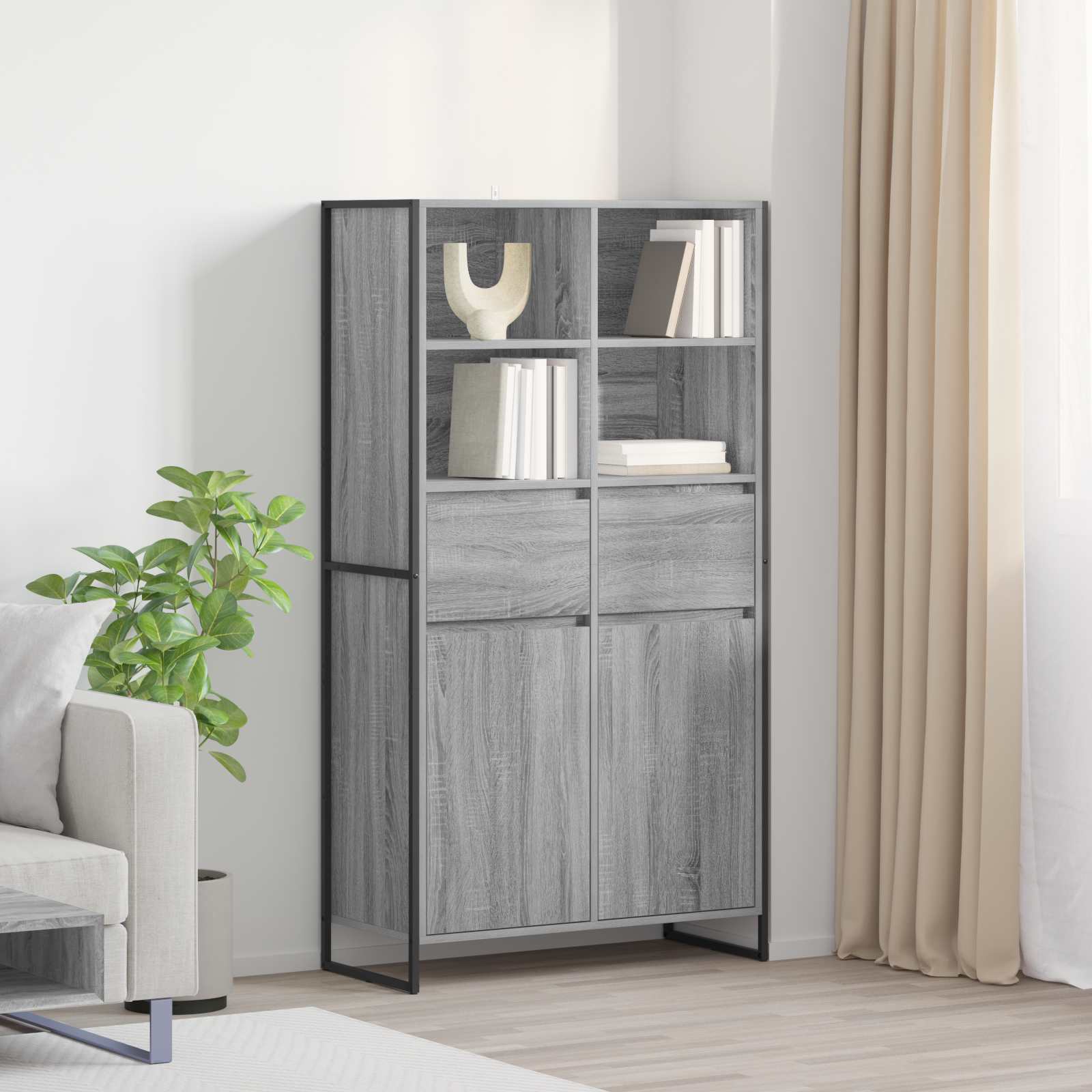 vidaXL Sideboard 2 pcs Graues Sonoma 81 x 36 x 150.5 cm Holzwerkstoff