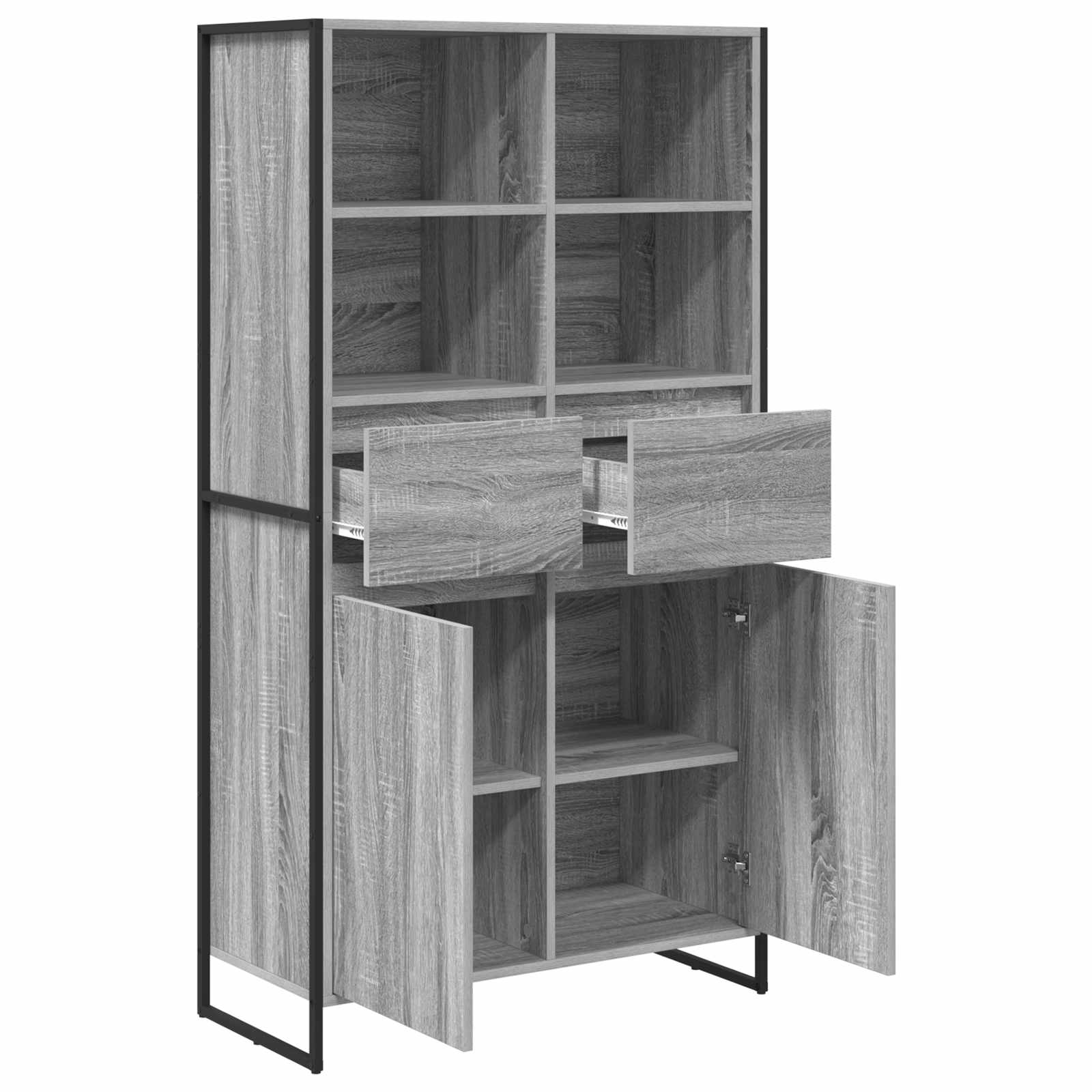 vidaXL Sideboard 2 pcs Graues Sonoma 81 x 36 x 150.5 cm Holzwerkstoff