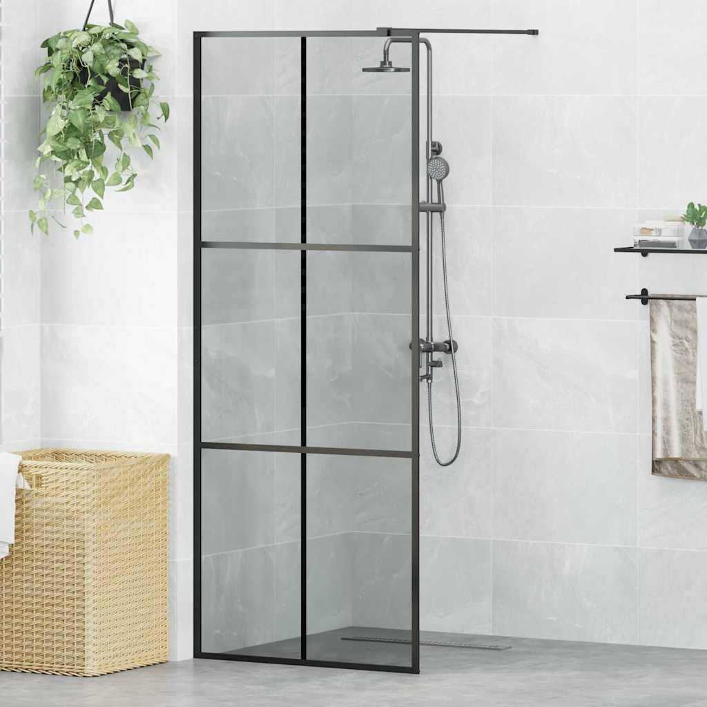 vidaXL Walk-in Duschwand Schwarz 80 x 195 cm Gehärtetes Glas