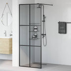 vidaXL Walk-in Duschwand Schwarz 80 x 195 cm Gehärtetes Glas