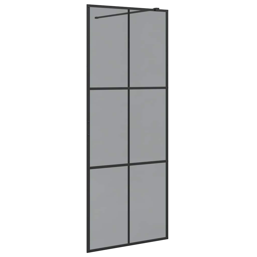 vidaXL Walk-in Duschwand Schwarz 80 x 195 cm Gehärtetes Glas