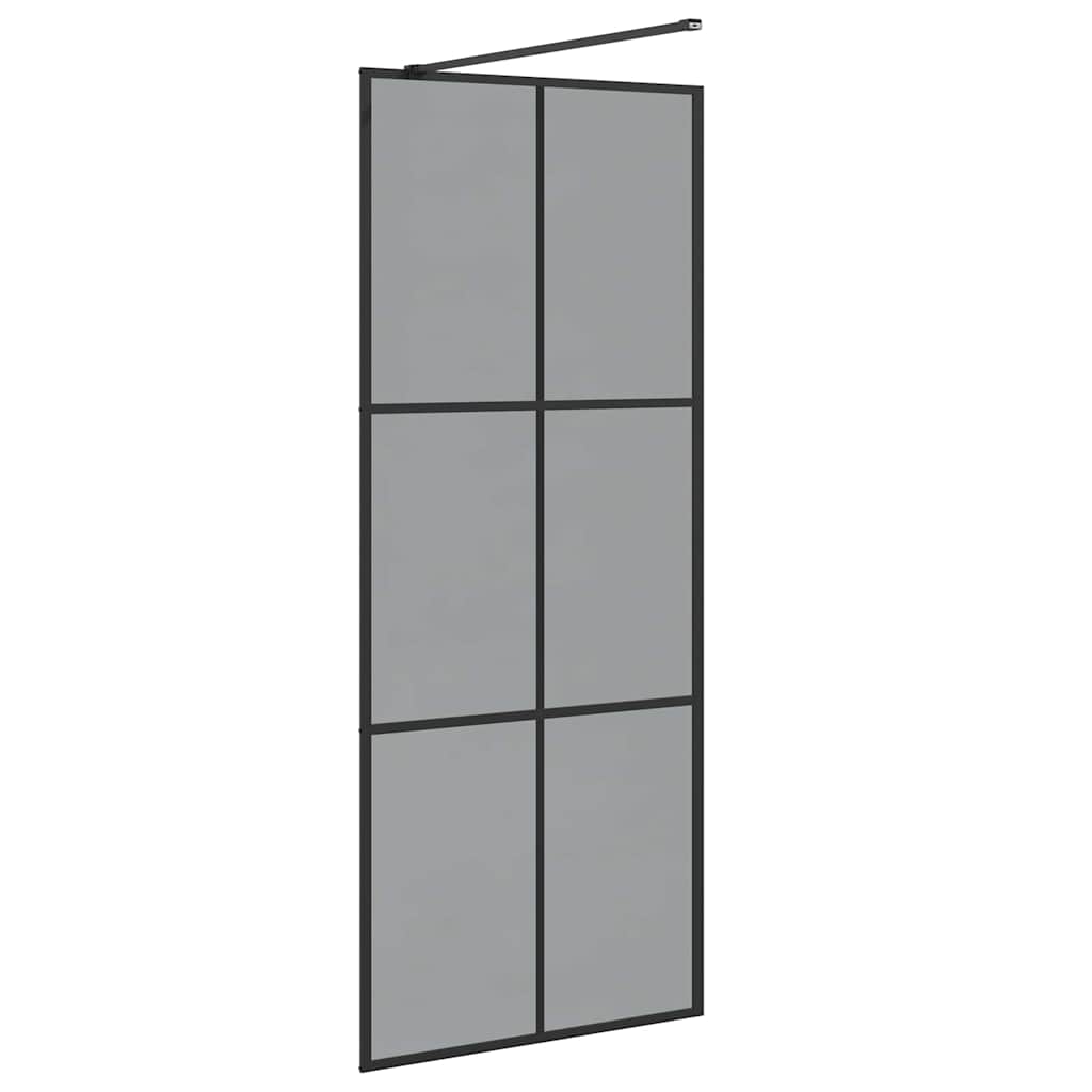 vidaXL Walk-in Duschwand Schwarz 80 x 195 cm Gehärtetes Glas