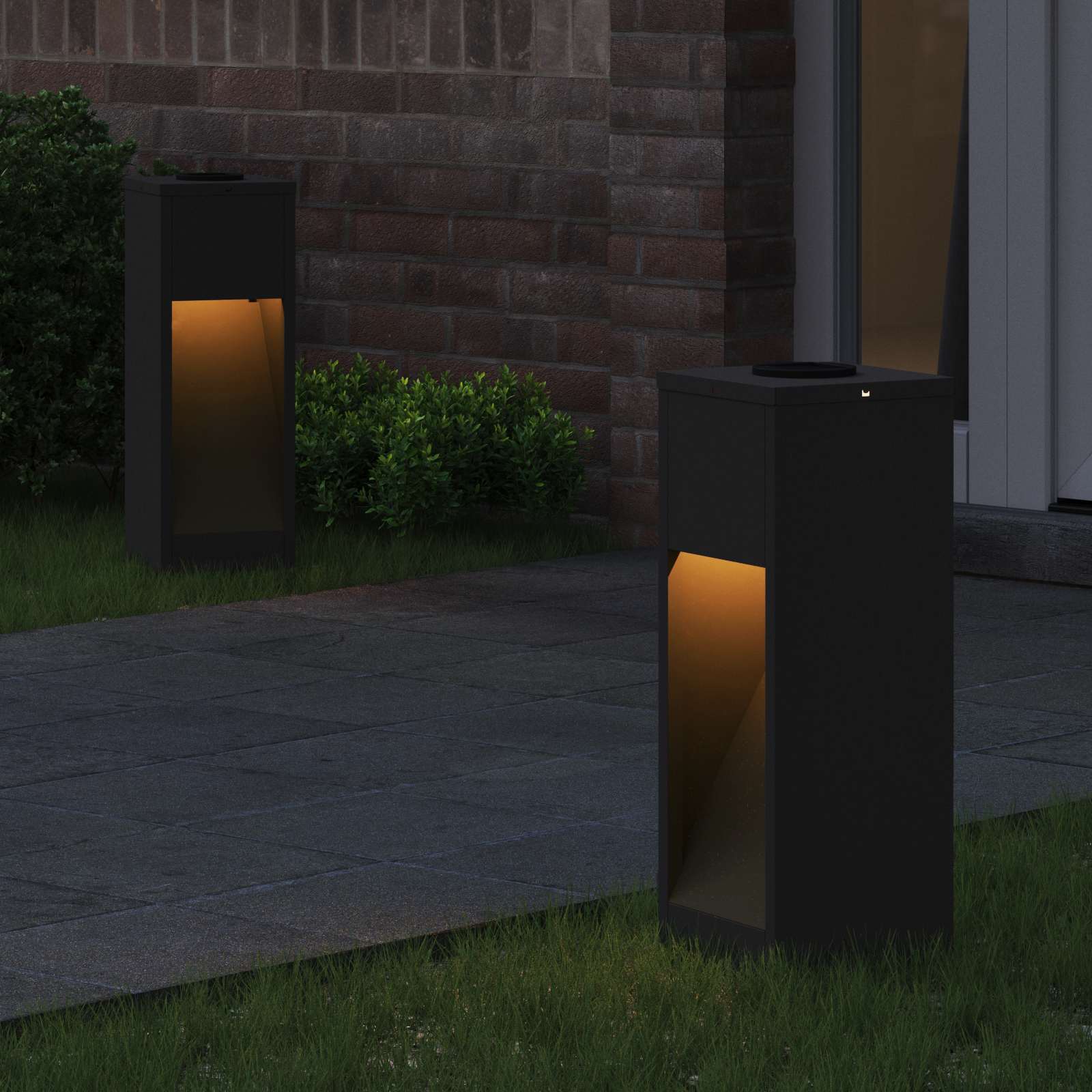 vidaXL Solar LED Wegeleuchte 2 pcs Schwarz Kalt gewalzter Stahl