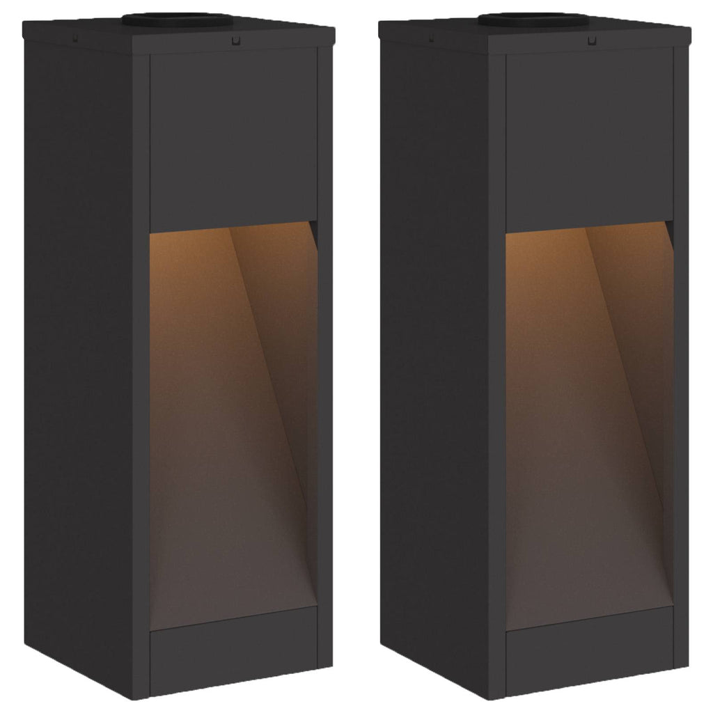 vidaXL Solar LED Wegeleuchte 2 pcs Schwarz Kalt gewalzter Stahl