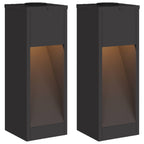 vidaXL Solar LED Wegeleuchte 2 pcs Schwarz Kalt gewalzter Stahl
