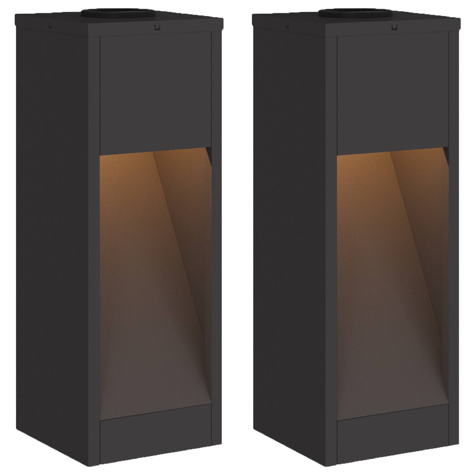 vidaXL Solar LED Wegeleuchte 2 pcs Schwarz Kalt gewalzter Stahl