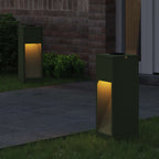 vidaXL Solar LED Wegeleuchte 2 pcs Olive Grün Kalt gewalzter Stahl