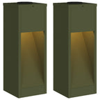 vidaXL Solar LED Wegeleuchte 2 pcs Olive Grün Kalt gewalzter Stahl