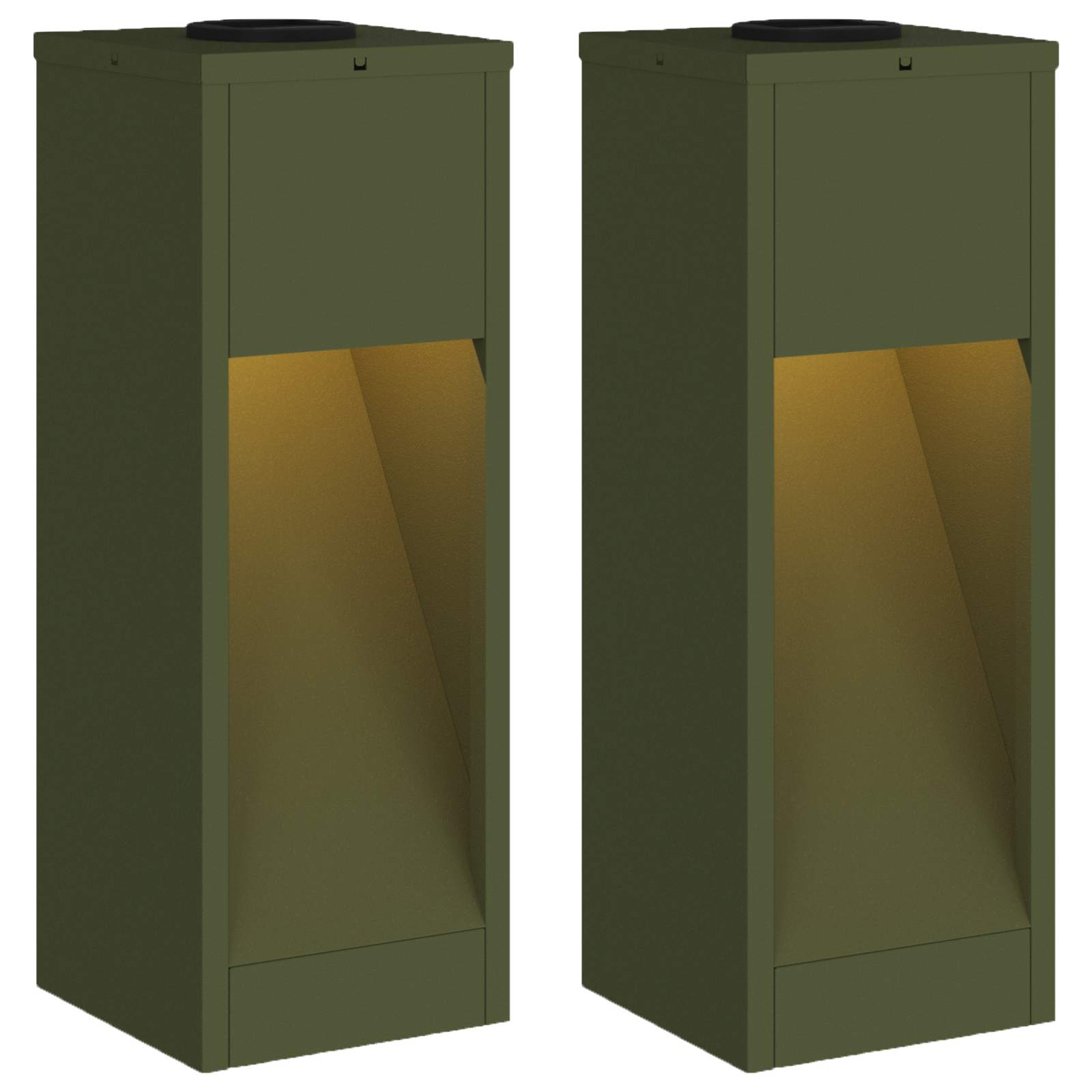 vidaXL Solar LED Wegeleuchte 2 pcs Olive Grün Kalt gewalzter Stahl