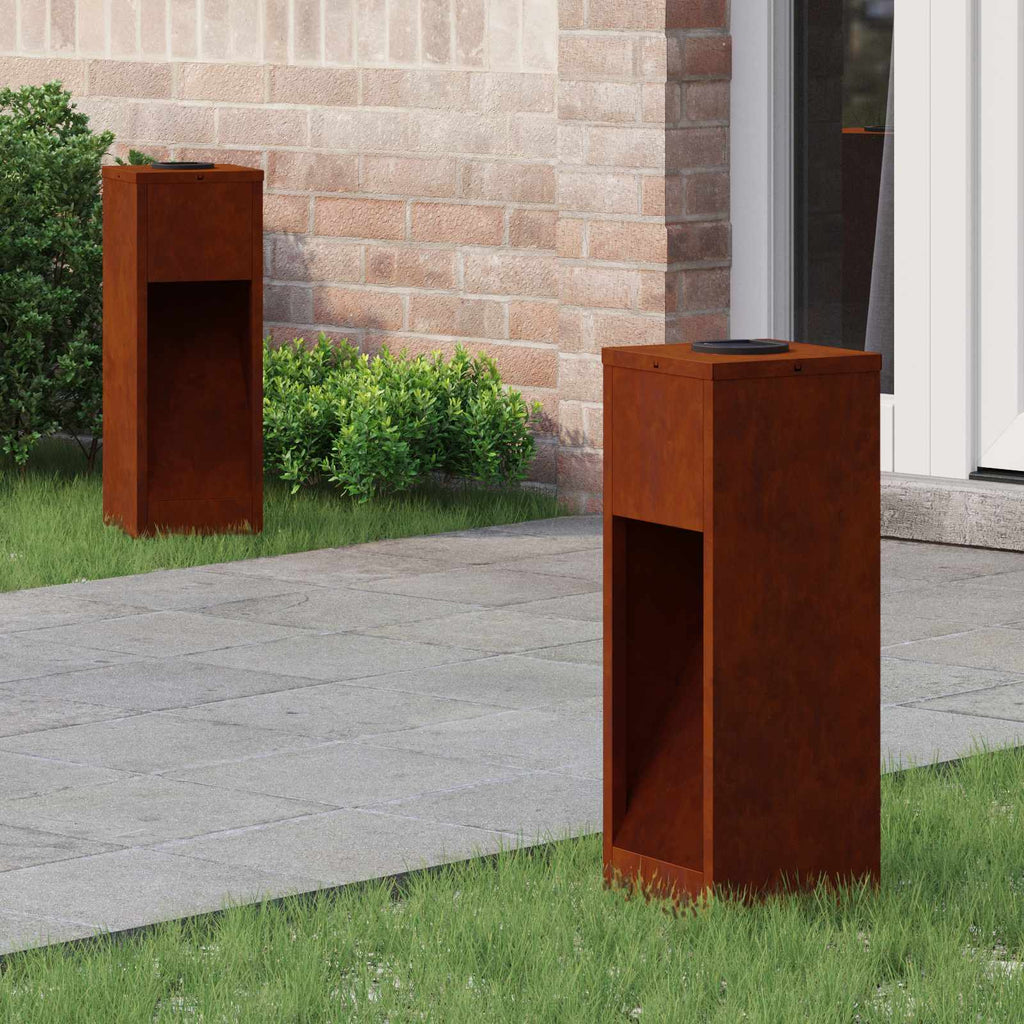 vidaXL Solar LED Wegeleuchte 2 pcs Bronze Wetterfeststahl