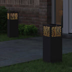 vidaXL Solar LED Weg Licht 2 pcs Schwarz Kalt gewalzter Stahl