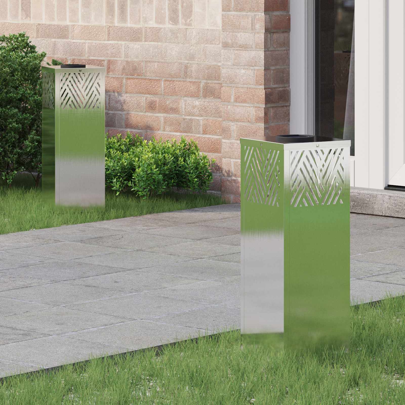 vidaXL Solar LED Weg Licht 2 pcs Silber Edelstahl