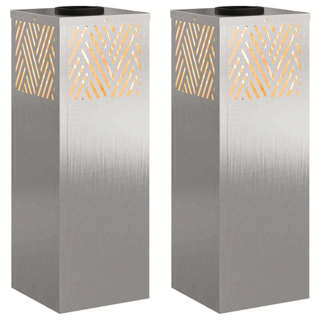 vidaXL Solar LED Weg Licht 2 pcs Silber Edelstahl