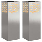 vidaXL Solar LED Weg Licht 2 pcs Silber Edelstahl