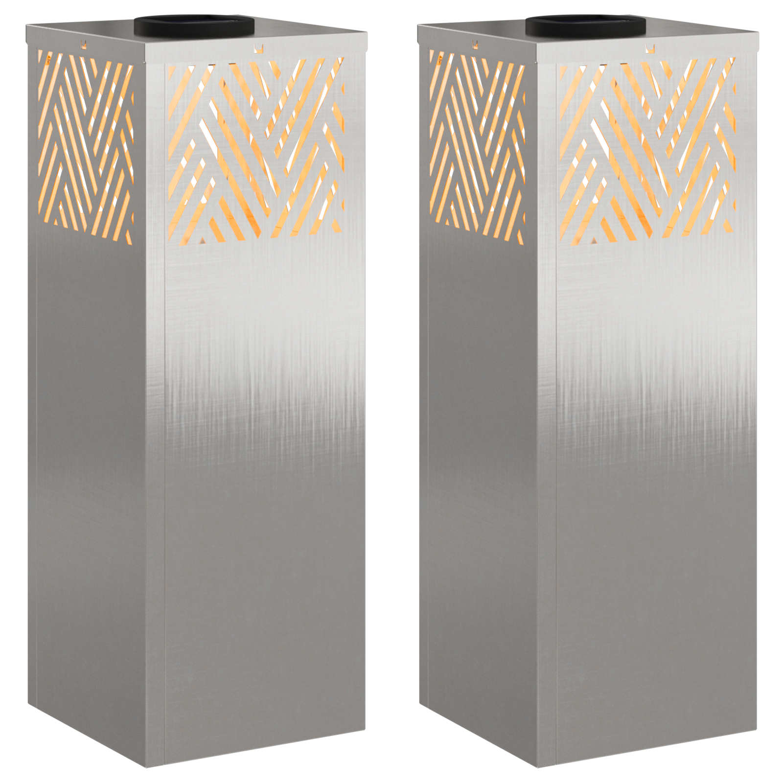 vidaXL Solar LED Weg Licht 2 pcs Silber Edelstahl