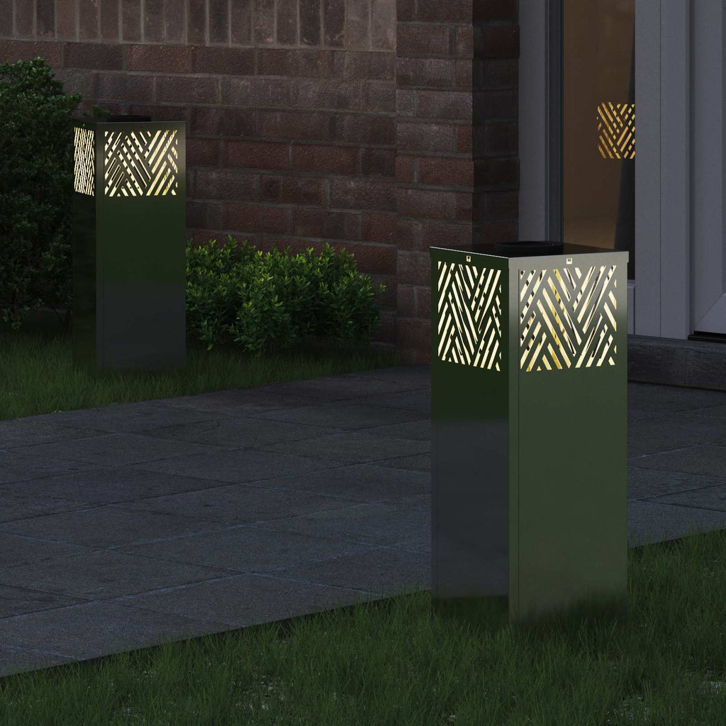 vidaXL Solar LED Weg Licht 2 pcs Silber Galvanisiert