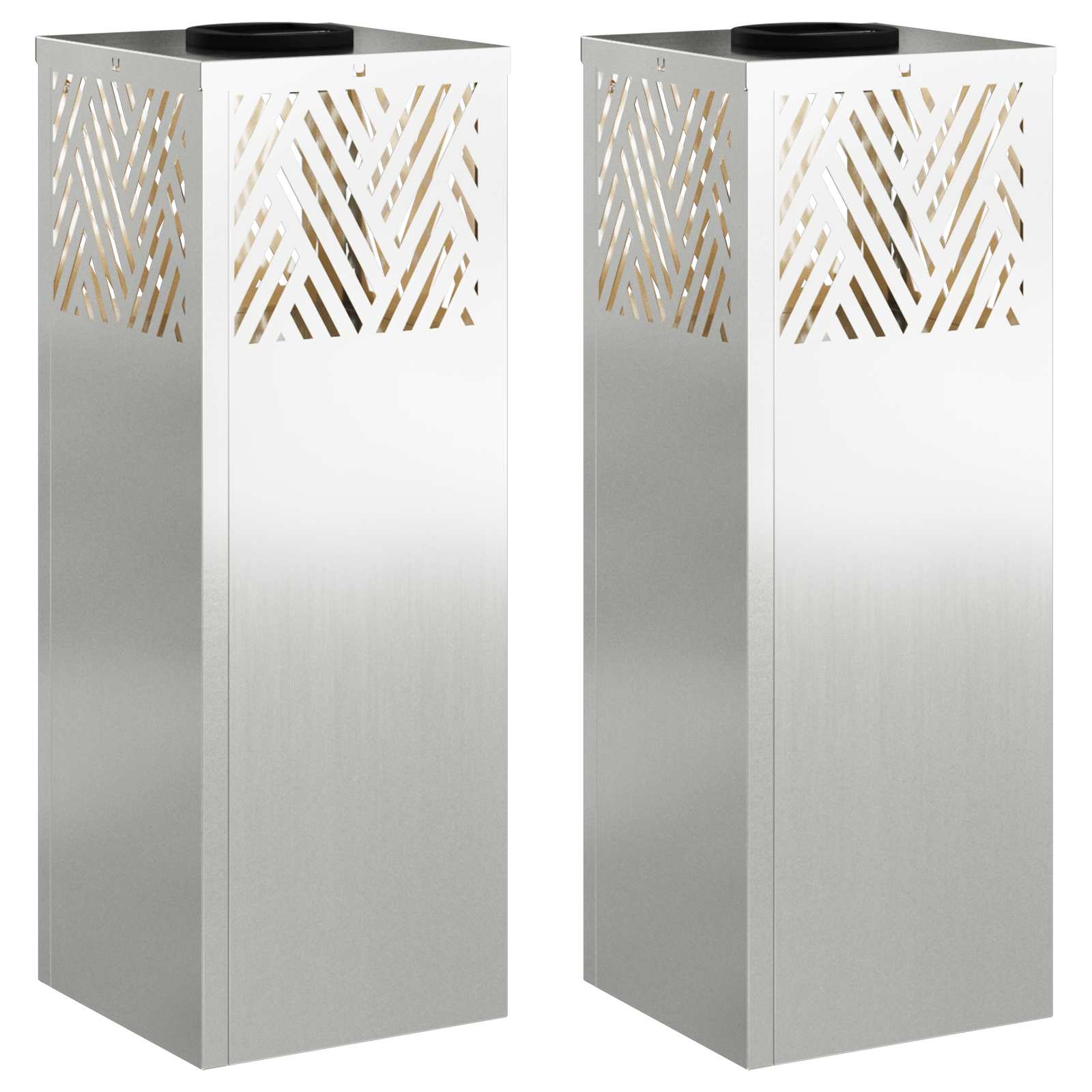 vidaXL Solar LED Weg Licht 2 pcs Silber Galvanisiert