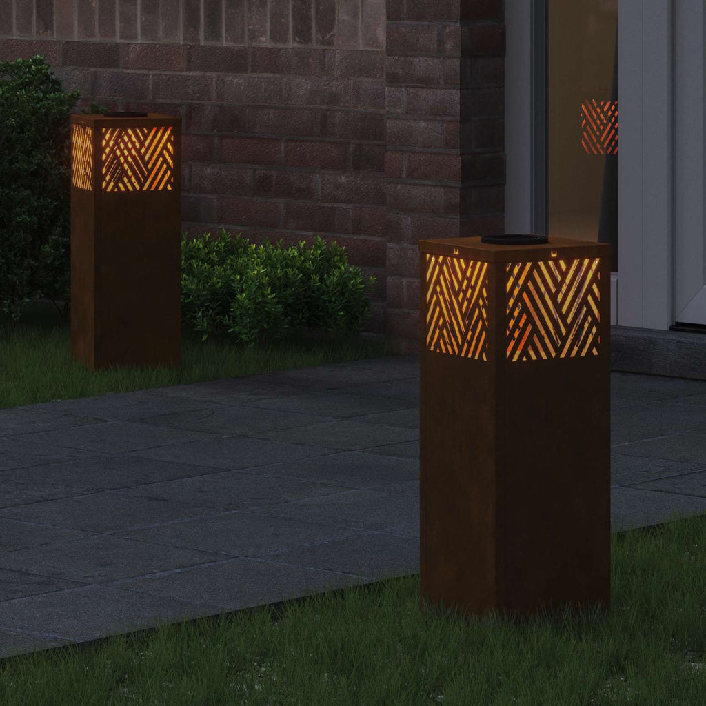 vidaXL Solar LED Weg Licht 2 pcs Bronze Wetterfeststahl