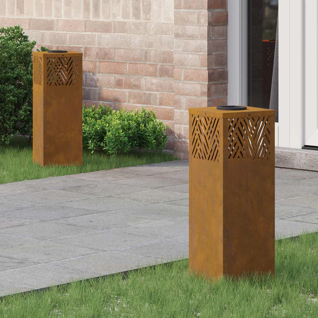 vidaXL Solar LED Weg Licht 2 pcs Bronze Wetterfeststahl