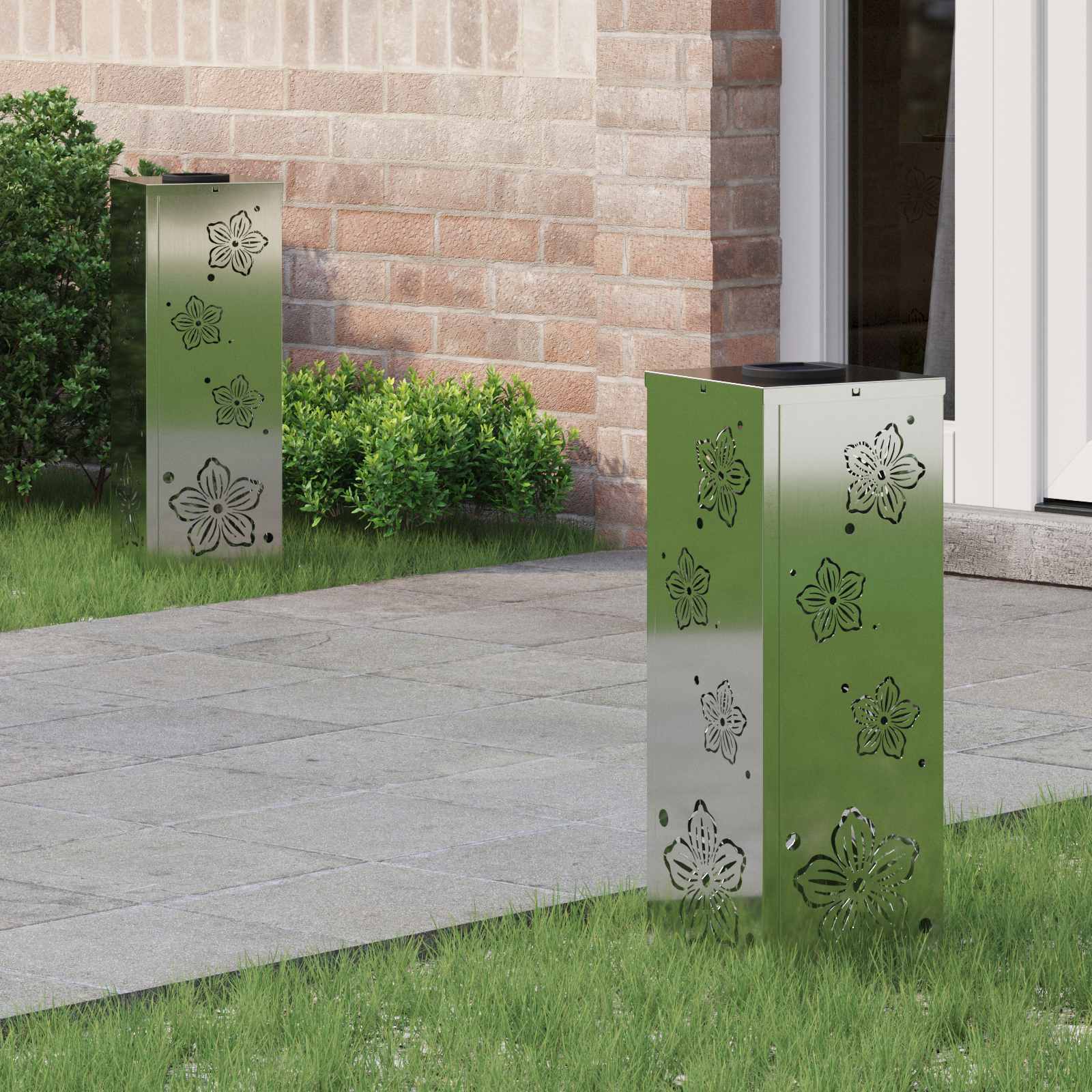 vidaXL Solar LED Weg Licht 2 pcs Silber Galvanisiertes Stahl