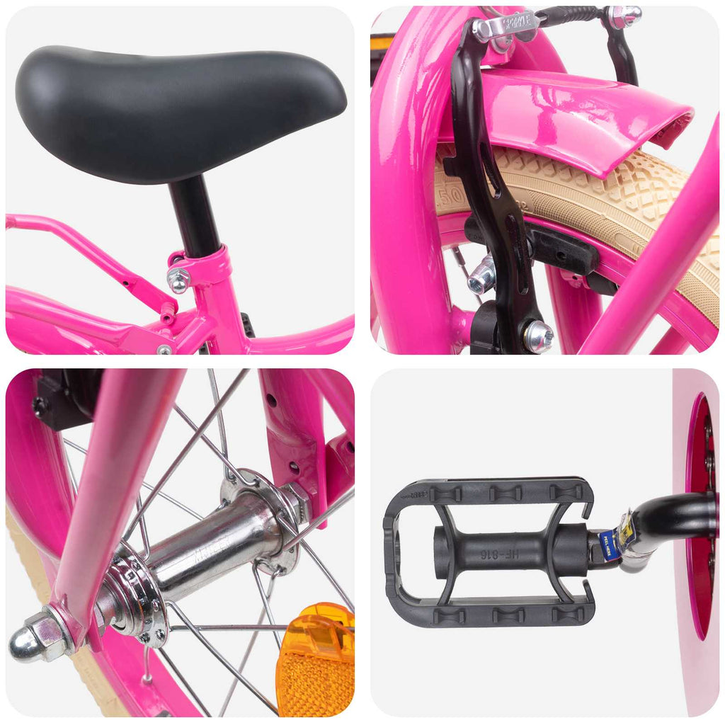 vidaXL Kinderfahrrad 12 Zoll für 2-4 Jahre alt Dunkelrosa