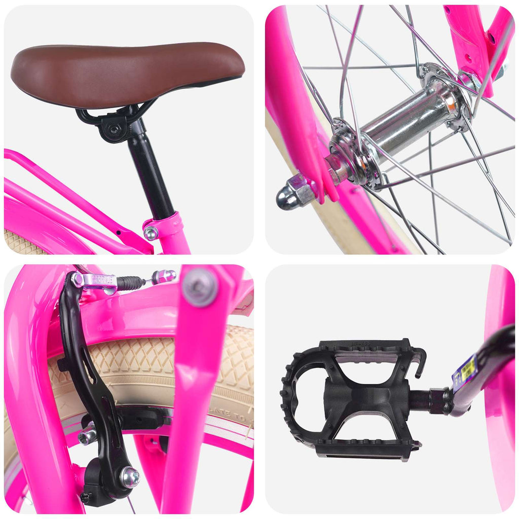 vidaXL Kinderfahrrad 20 Zoll für 6-11 Jahre alt Dunkelrosa