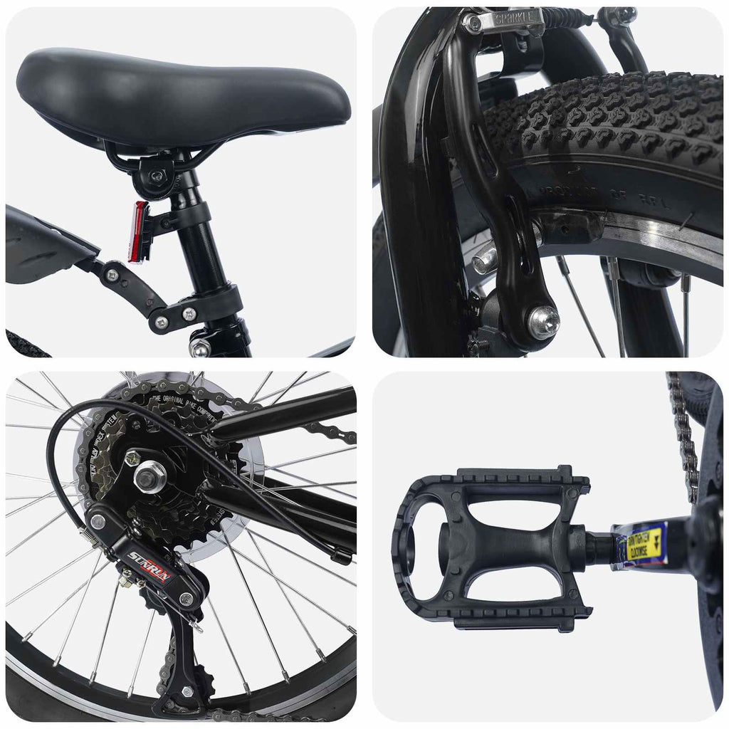 vidaXL Kinderfahrrad 24 Zoll 6-Speed für 8-12 Jahre alt Schwarz