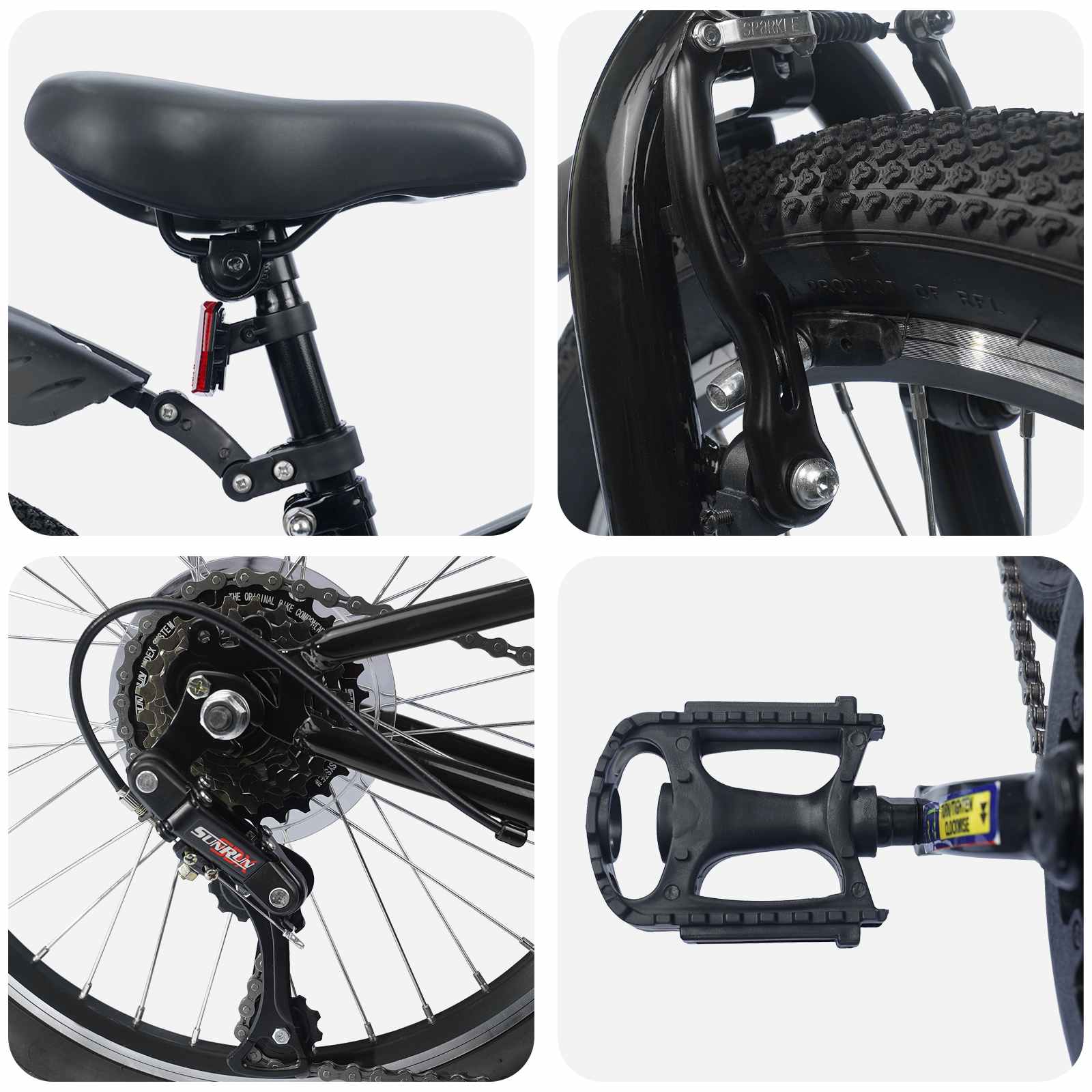 vidaXL Kinderfahrrad 24 Zoll 6-Speed für 8-12 Jahre alt Schwarz